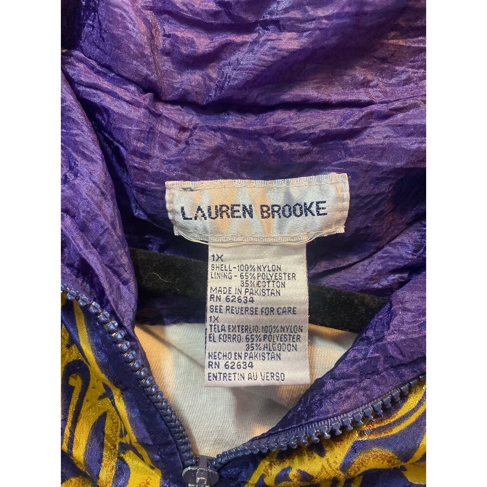 Vintage Lauren Brooke Windbreaker Jacket Sz L Baroque Patchwork Gold 90s - Picture 2 of 6